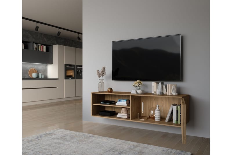 Entsian Vägghängd TV-bänk 40 cm med Förvaring i Ek - Brun - Möbler - Vardagsrum - Tv-möbler & mediamöbler - Tv-bänkar