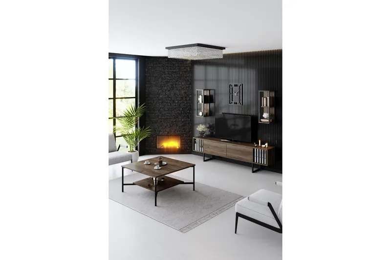 Erdem Tv-bänk 180 cm - Valnöt/Svart - Möbler - Vardagsrum - Tv-möbler & mediamöbler - Tv-bänkar