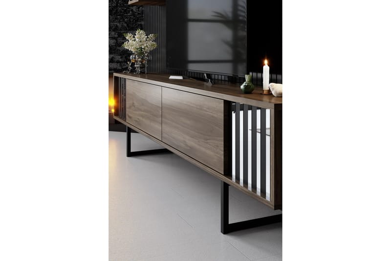 Erdem Tv-bänk 180 cm - Valnöt/Svart - Möbler - Vardagsrum - Tv-möbler & mediamöbler - Tv-bänkar
