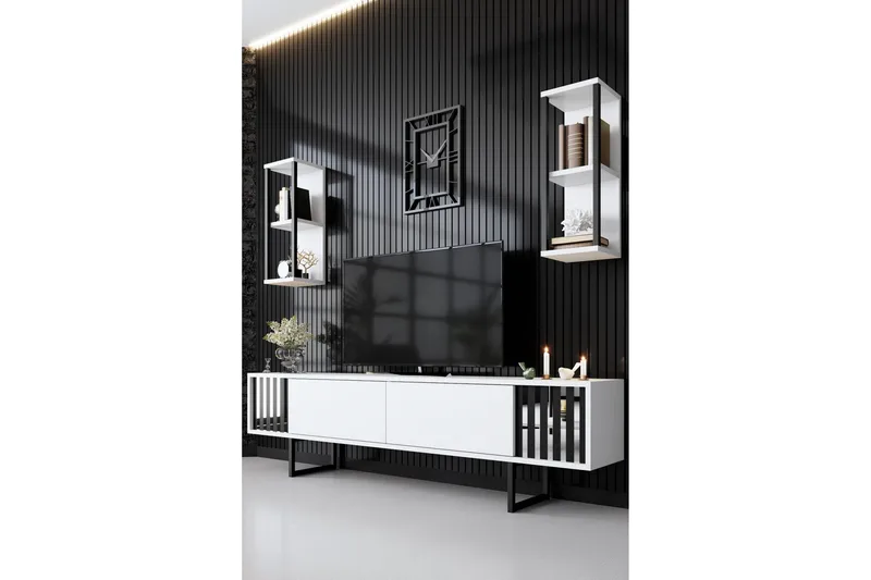 Erdem Tv-bänk 180 cm - Vit/Svart - Möbler - Vardagsrum - Tv-möbler & mediamöbler - Tv-bänkar