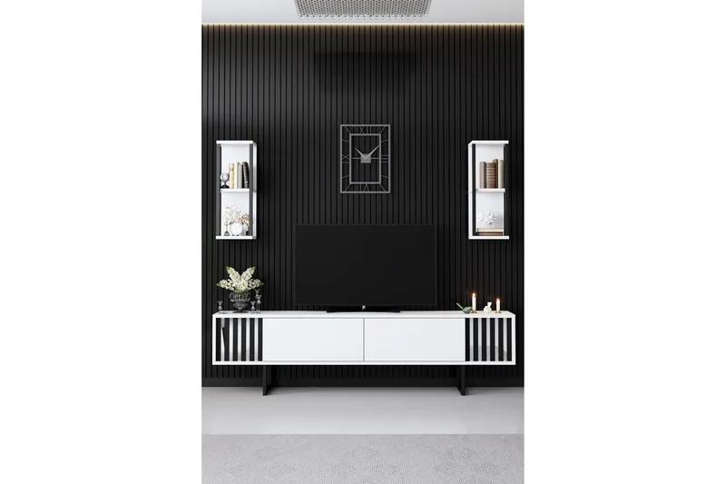 Erdem Tv-bänk 180 cm - Vit/Svart - Möbler - Vardagsrum - Tv-möbler & mediamöbler - Tv-bänkar