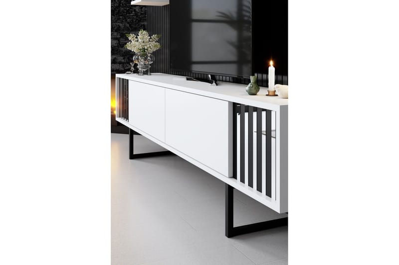 Erdem Tv-bänk 180 cm - Vit/Svart - Möbler - Vardagsrum - Tv-möbler & mediamöbler - Tv-bänkar