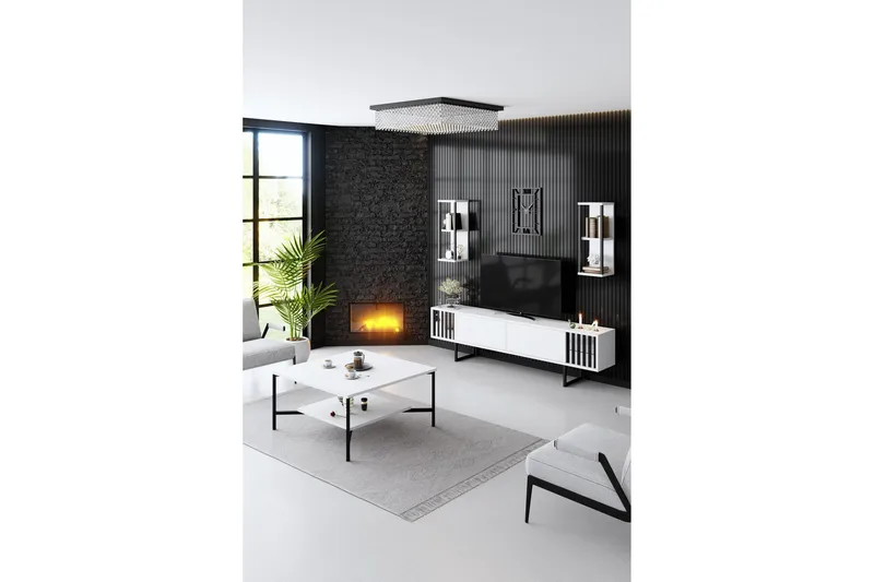 Erdem Tv-bänk 180 cm - Vit/Svart - Möbler - Vardagsrum - Tv-möbler & mediamöbler - Tv-bänkar