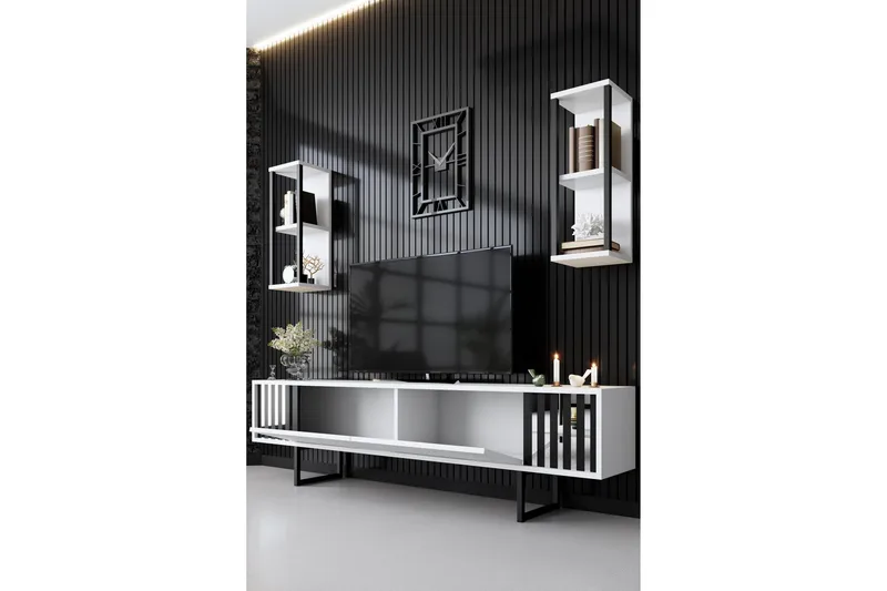 Erdem Tv-bänk 180 cm - Vit/Svart - Möbler - Vardagsrum - Tv-möbler & mediamöbler - Tv-bänkar