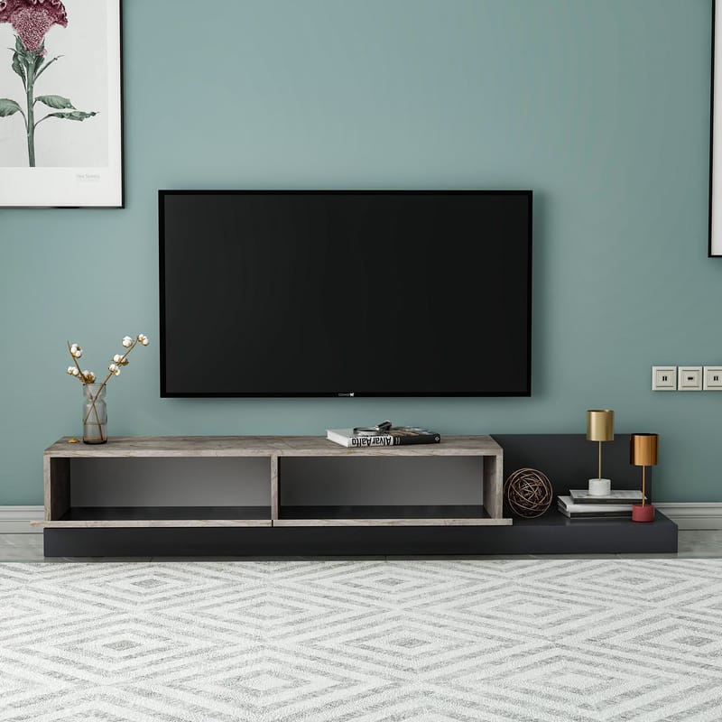 Ervold TV-bänk 180x30x37 cm - Gordion Marble och Anthracite - Möbler - Vardagsrum - Tv-möbler & mediamöbler - Tv-bänkar