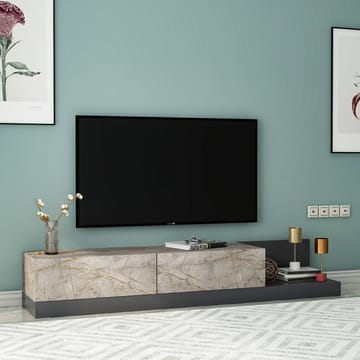 Ervold TV-bänk 180x30x37 cm - Gordion Marble och Anthracite - Möbler - Vardagsrum - Tv-möbler & mediamöbler - Tv-bänkar