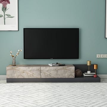 Ervold TV-bänk 180x30x37 cm - Gordion Marble/Anthracite - Möbler - Vardagsrum - Tv-möbler & mediamöbler - Tv-bänkar