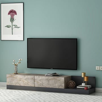 Ervold TV-bänk 180x30x37 cm - Gordion Marble/Anthracite - Möbler - Vardagsrum - Tv-möbler & mediamöbler - Tv-bänkar