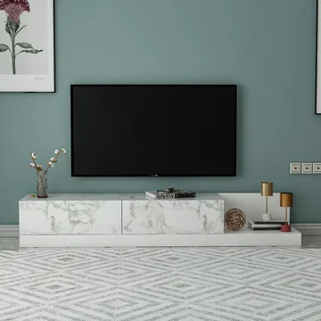 Ervold TV-bänk 180x30x37 cm - Marmo Marble och vitt - Möbler - Vardagsrum - Tv-möbler & mediamöbler - Tv-bänkar