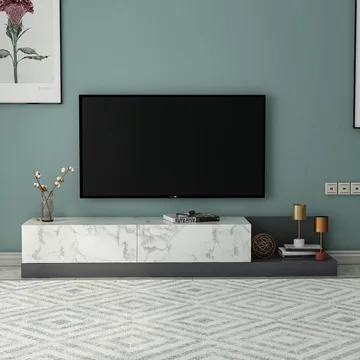 Ervold TV-bänk 180x30x37 cm - Marmo Marble/Antracit - Möbler - Vardagsrum - Tv-möbler & mediamöbler - Tv-bänkar