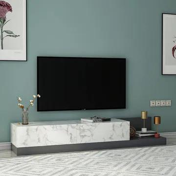 Ervold TV-bänk 180x30x37 cm - Marmo Marble/Antracit - Möbler - Vardagsrum - Tv-möbler & mediamöbler - Tv-bänkar