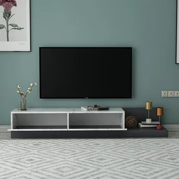 Ervold TV-bänk 180x30x37 cm - Marmo Marble/Antracit - Möbler - Vardagsrum - Tv-möbler & mediamöbler - Tv-bänkar