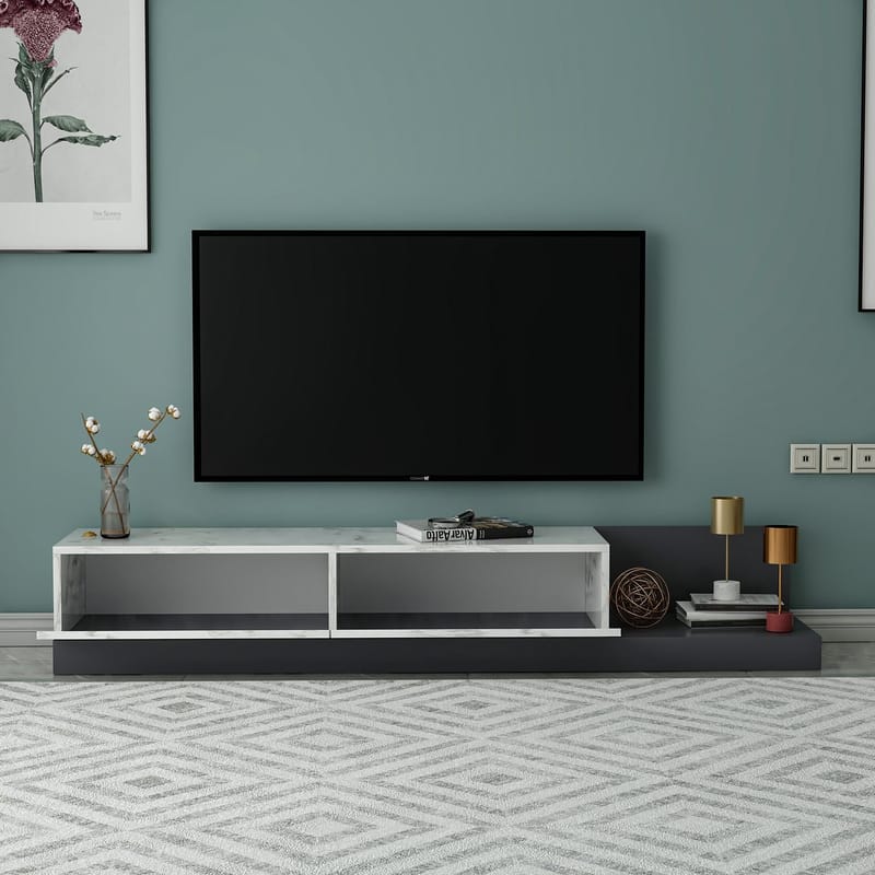Ervold TV-bänk 180x30x37 cm - Marmo Marble/Antracit - Möbler - Vardagsrum - Tv-möbler & mediamöbler - Tv-bänkar