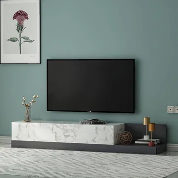 Ervold TV-bänk 180x30x37 cm - Marmo Marble/Antracit - Möbler - Vardagsrum - Tv-möbler & mediamöbler - Tv-bänkar