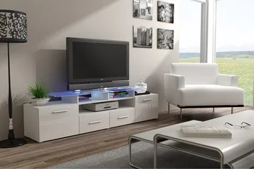 Evora TV-bänk 194x39x39 cm LED-belysning - Beige/Grå/Vit - Möbler - Vardagsrum - Tv-möbler & mediamöbler - Tv-bänkar