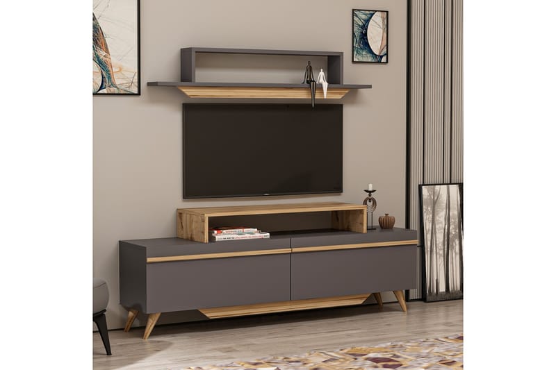 FABRONY Tv-möbelset 120x14,5 cm Brun/Svart - Möbler - Vardagsrum - Tv-möbler & mediamöbler - Tv-möbelset