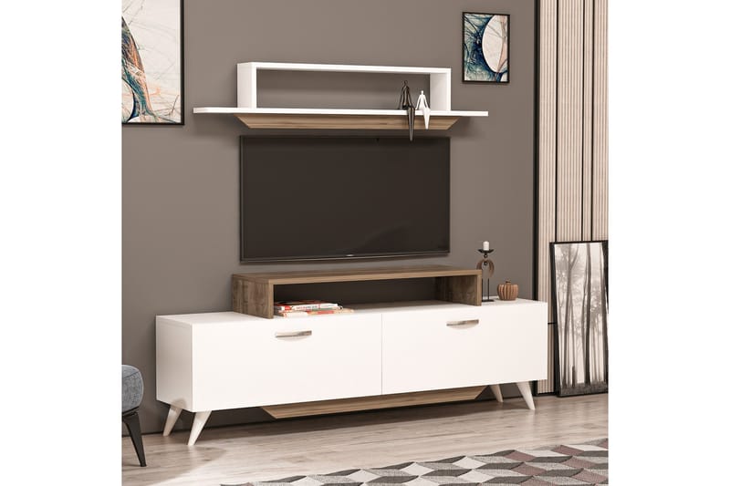 FABRONY Tv-möbelset 120x14,5 cm Vit/Brun - Tv-möbelset