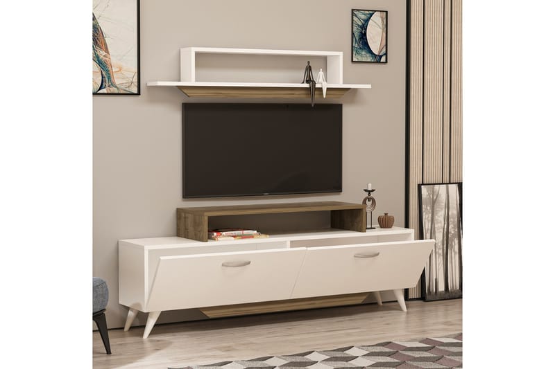 FABRONY Tv-möbelset 120x14,5 cm Vit/Brun - Tv-möbelset