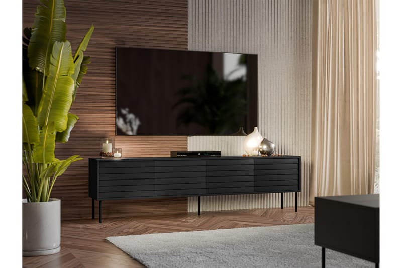 FALER Tv-bänk 200 cm Svart - Möbler - Vardagsrum - Tv-möbler & mediamöbler - Tv-bänkar