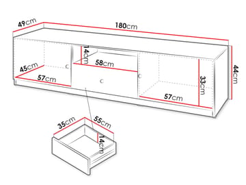 Fayric Golvstående Tv-bänk 180 cm med Förvaring i Målat Trä - Beige - Möbler - Vardagsrum - Tv-möbler & mediamöbler - Tv-bänkar