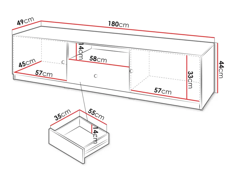 Fayric Golvstående Tv-bänk 180 cm med Förvaring i Målat Trä - Beige - Möbler - Vardagsrum - Tv-möbler & mediamöbler - Tv-bänkar