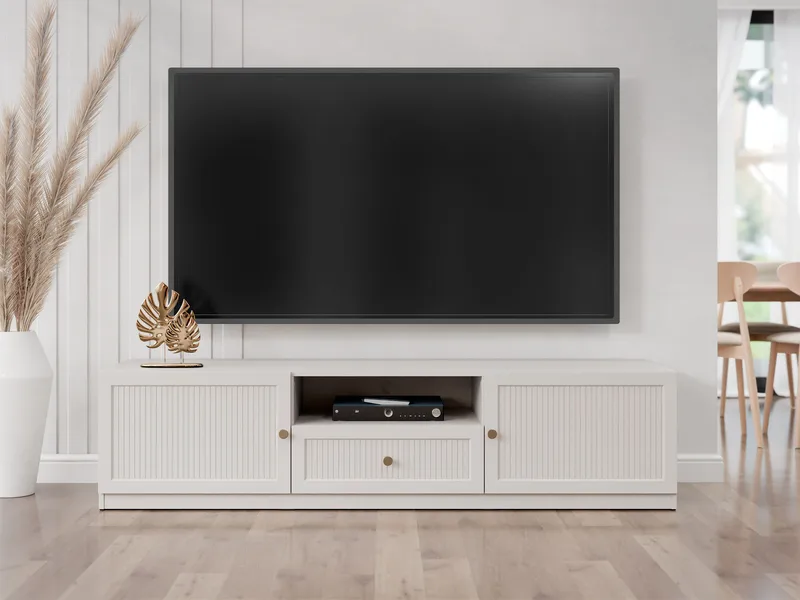 Fayric Golvstående Tv-bänk 180 cm med Förvaring i Målat Trä - Beige - Möbler - Vardagsrum - Tv-möbler & mediamöbler - Tv-bänkar