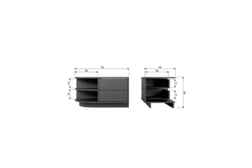 Finca Golvstående TV Bänk Vänster 78 cm med Förvaring i Furu - Svart - Möbler - Vardagsrum - Tv-möbler & mediamöbler - Tv-bänkar
