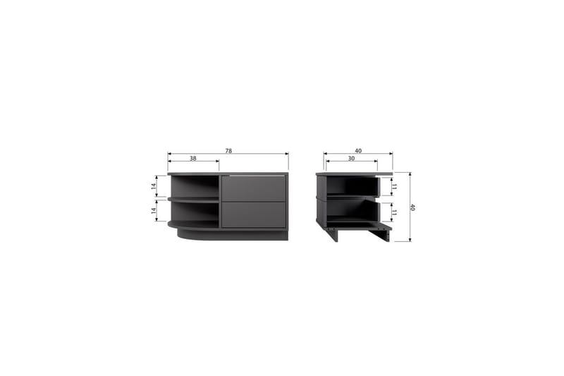 Finca Golvstående TV Bänk Vänster 78 cm med Förvaring i Furu - Svart - Möbler - Vardagsrum - Tv-möbler & mediamöbler - Tv-bänkar