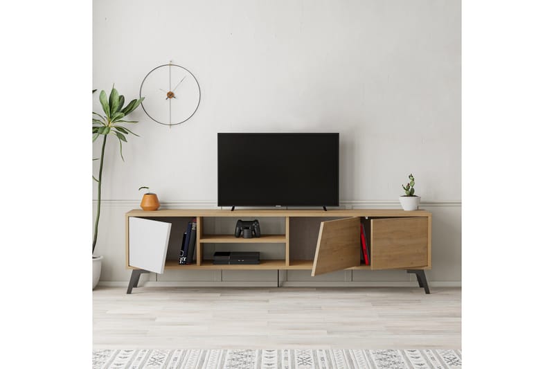 Fiona Tv-bänk 180x35,6 cm Brun/Vit - Hanah Home - Möbler - Vardagsrum - Tv-möbler & mediamöbler - Tv-bänkar