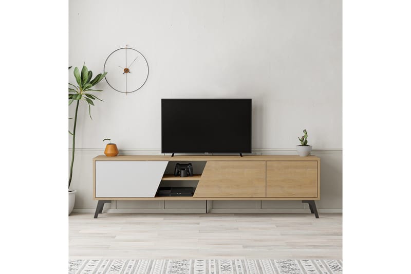Fiona Tv-bänk 180x35,6 cm Brun/Vit - Hanah Home - Möbler - Vardagsrum - Tv-möbler & mediamöbler - Tv-bänkar