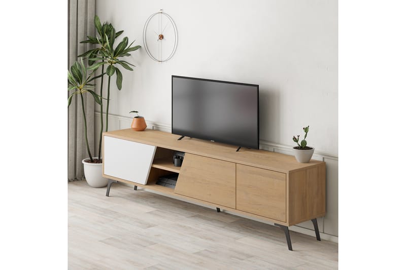Fiona Tv-bänk 180x35,6 cm Brun/Vit - Hanah Home - Möbler - Vardagsrum - Tv-möbler & mediamöbler - Tv-bänkar