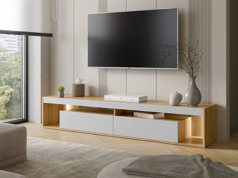 Fiorea Tv-bänk 200 cm - Brun och grå - Möbler - Vardagsrum - Tv-möbler & mediamöbler - Tv-bänkar