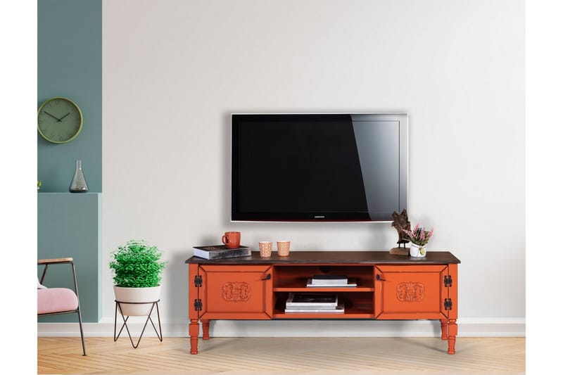 Flemming Golvstående TV Bänk 150 cm med Förvaring i Målat Trä - Terrakotta - Möbler - Vardagsrum - Tv-möbler & mediamöbler - Tv-bänkar