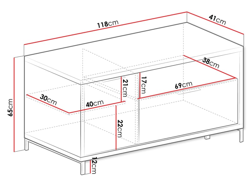Fonti Golvstående Tv Bänk 118 cm med Förvaring - Brun - Möbler - Vardagsrum - Tv-möbler & mediamöbler - Tv-bänkar