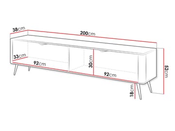 Forba Golvstående Tv-bänk 200 cm med Förvaring i Målat Trä - Vit - Möbler - Vardagsrum - Tv-möbler & mediamöbler - Tv-bänkar