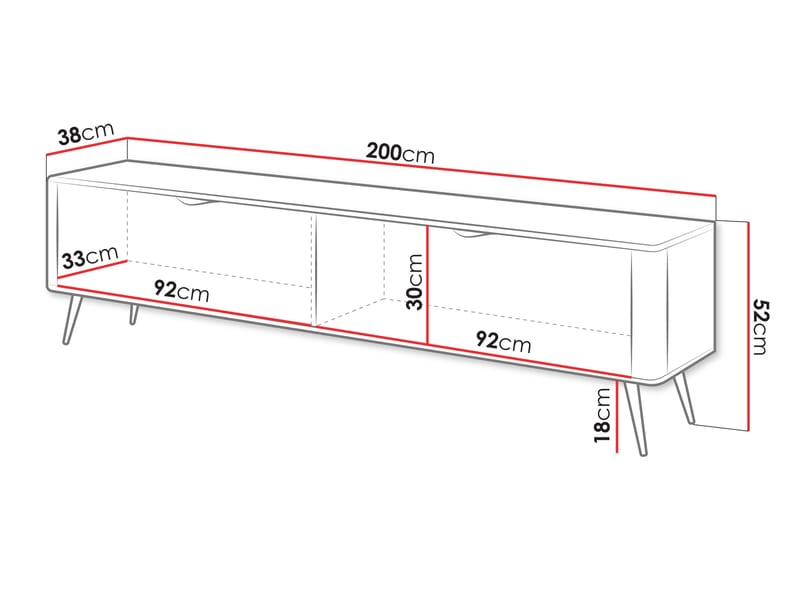 Forba Golvstående Tv-bänk 200 cm med Förvaring i Målat Trä - Vit - Möbler - Vardagsrum - Tv-möbler & mediamöbler - Tv-bänkar