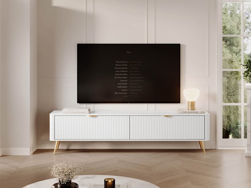 Forba Golvstående Tv-bänk 200 cm med Förvaring i Målat Trä - Vit - Möbler - Vardagsrum - Tv-möbler & mediamöbler - Tv-bänkar