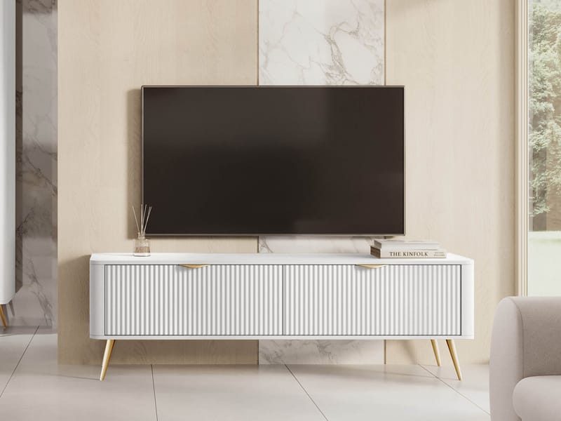 Forba Rektangulär Tv-bänk 164 cm med Förvaring i Målat Trä - Vit - Möbler - Vardagsrum - Tv-möbler & mediamöbler - Tv-bänkar