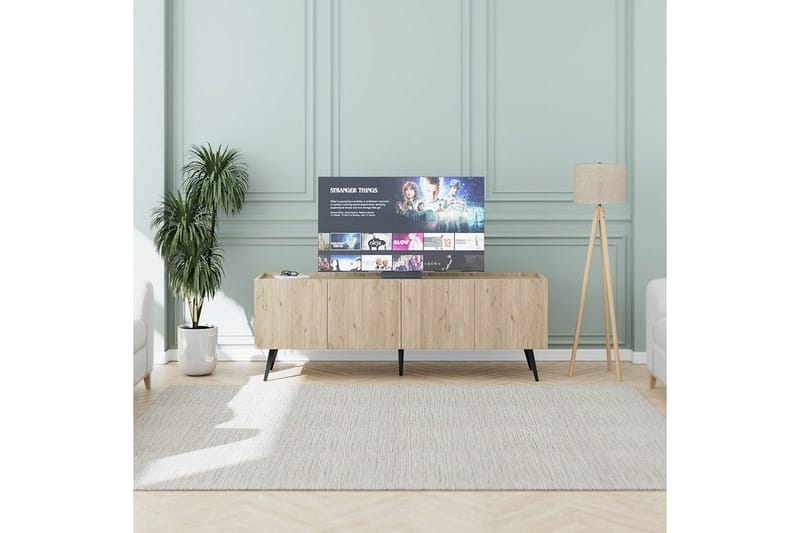 Galnor Golvstående TV-bänk 180 cm med Förvaring i Ek - Ljusbrun - Möbler - Vardagsrum - Tv-möbler & mediamöbler - Tv-bänkar