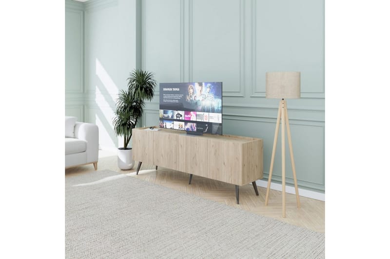 Galnor Golvstående TV-bänk 180 cm med Förvaring i Ek - Ljusbrun - Möbler - Vardagsrum - Tv-möbler & mediamöbler - Tv-bänkar