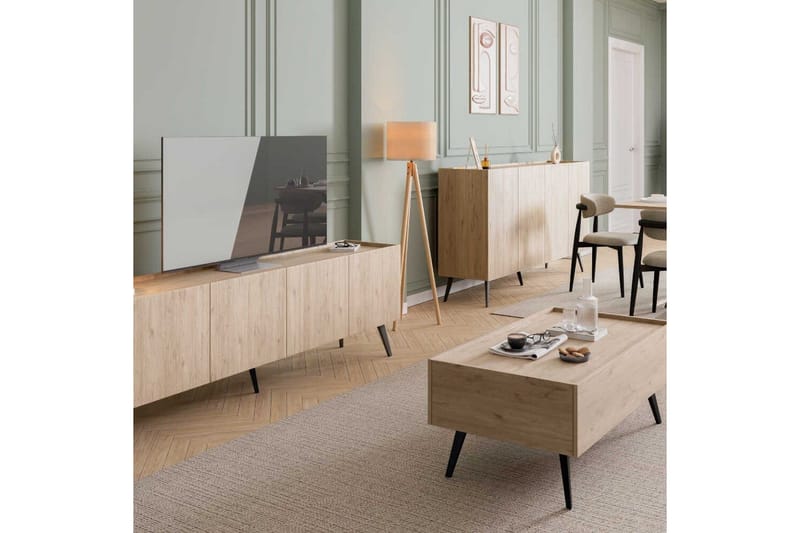 Galnor Golvstående TV-bänk 180 cm med Förvaring i Ek - Ljusbrun - Möbler - Vardagsrum - Tv-möbler & mediamöbler - Tv-bänkar