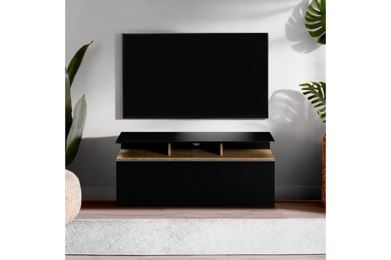 Galnor Tv-bänk 117 cm - Svart/Mediumfärgat trä - Möbler - Vardagsrum - Tv-möbler & mediamöbler - Tv-bänkar