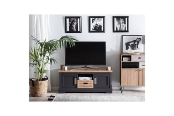 Garet Golvstående TV-bänk 120 cm med Förvaring i Ljust Trä - Mörkgrå - Möbler - Vardagsrum - Tv-möbler & mediamöbler - Tv-bänkar