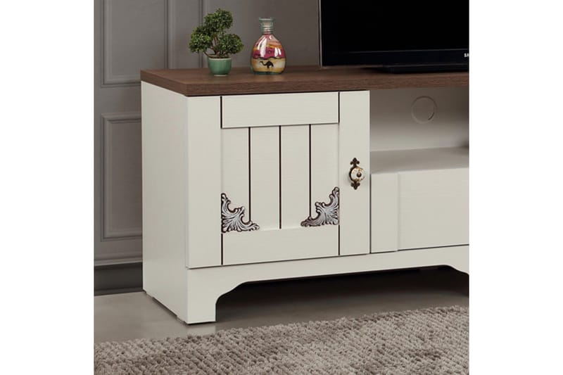 Gaszpar Tv-bänk 140 cm - Vit/Valnöt - Möbler - Vardagsrum - Tv-möbler & mediamöbler - Tv-bänkar