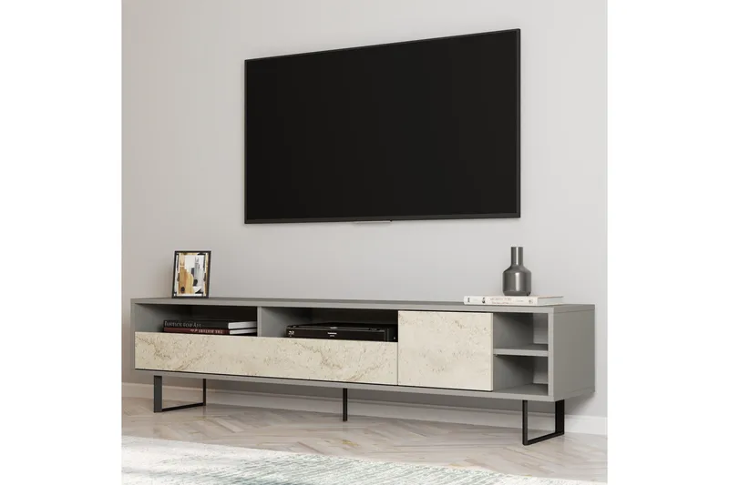 Gazali Tv-bänk 180 cm - Grå/Travertin - Möbler - Vardagsrum - Tv-möbler & mediamöbler - Tv-bänkar