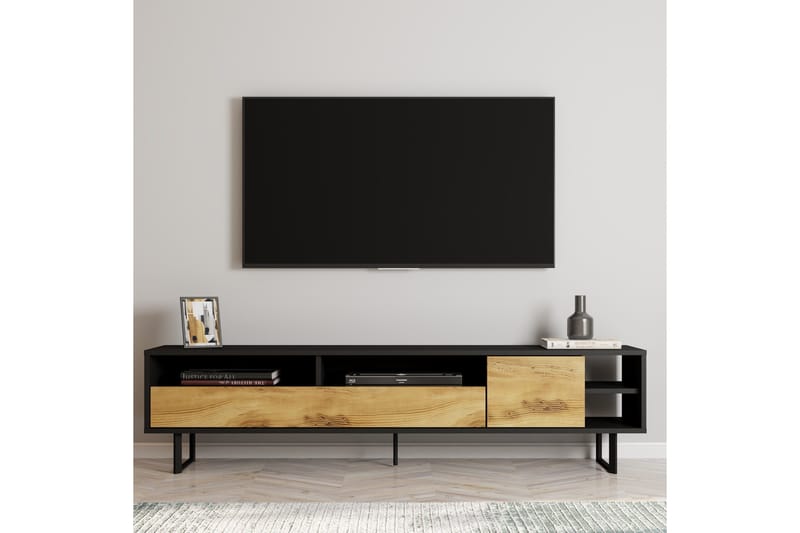 Gazali Tv-bänk 180 cm, Svart/Ek