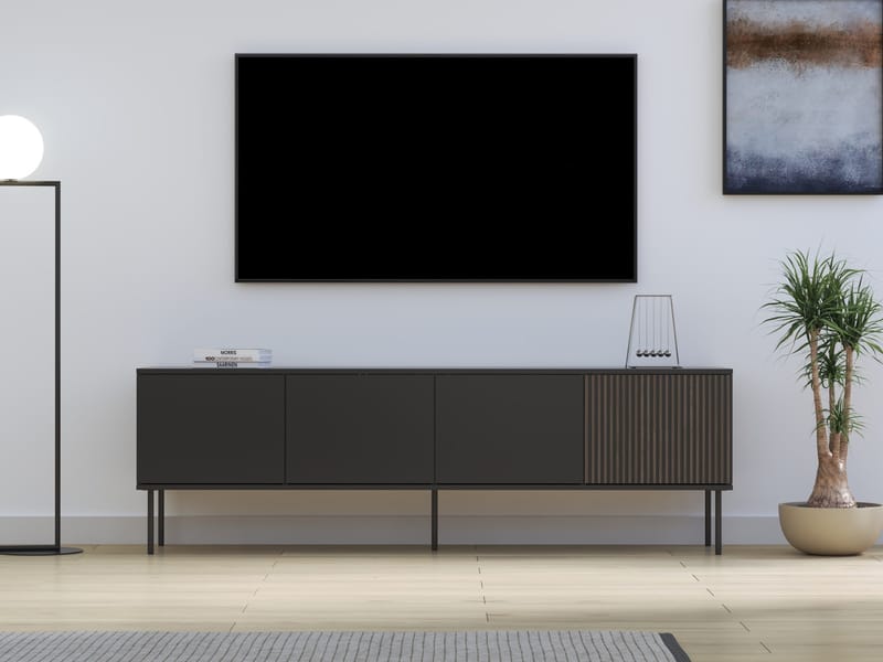 Gravendal TV-bänk 182x57 cm - Svart, valnöt - Möbler - Vardagsrum - Tv-möbler & mediamöbler - Tv-skåp