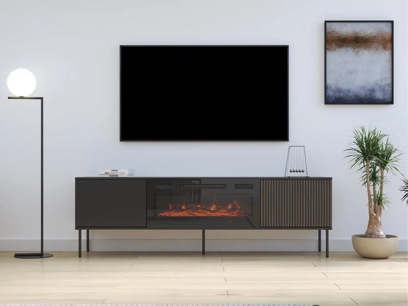 Gravendal TV-bänk 182x57 cm - Svart, valnöt - Möbler - Vardagsrum - Tv-möbler & mediamöbler - Tv-skåp