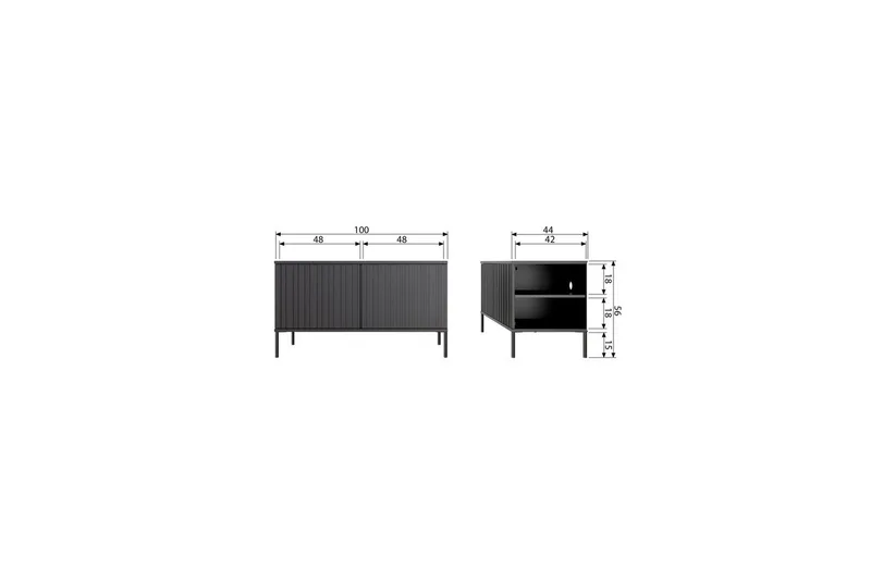 Gravure Golvstående Tv Bänk 100 cm med Förvaring i Målat Trä - Beige - Möbler - Vardagsrum - Tv-möbler & mediamöbler - Tv-bänkar
