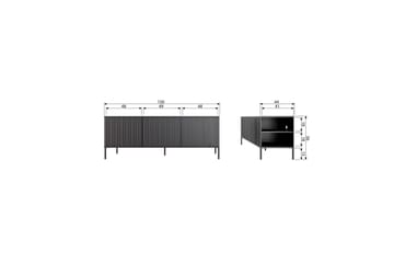 Gravure Golvstående Tv Bänk 150 cm med Förvaring i Mörkt Trä - Ljusbeige - Möbler - Vardagsrum - Tv-möbler & mediamöbler - Tv-bänkar